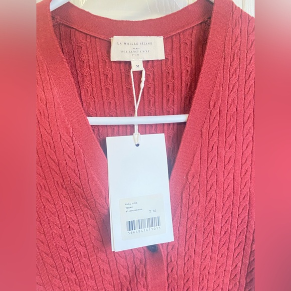 NWT Sezane Pull Lislie Red Cable Knit Jumper Terre - Picture 4 of 9